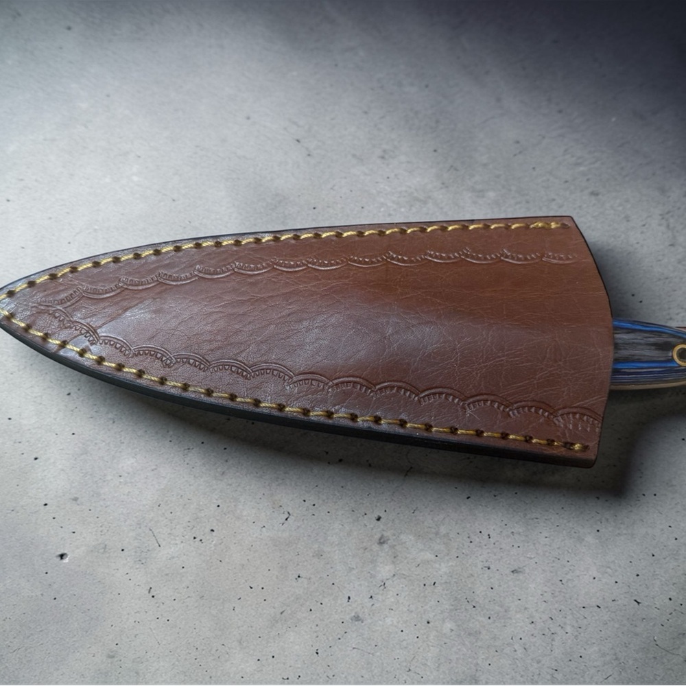Handmade Damascus steel boot knife, dagger with leather sheath - Picture 3 of 3
